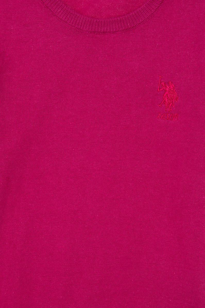 Kız Çocuk Fuşya Bisiklet Yaka Basic Kazak