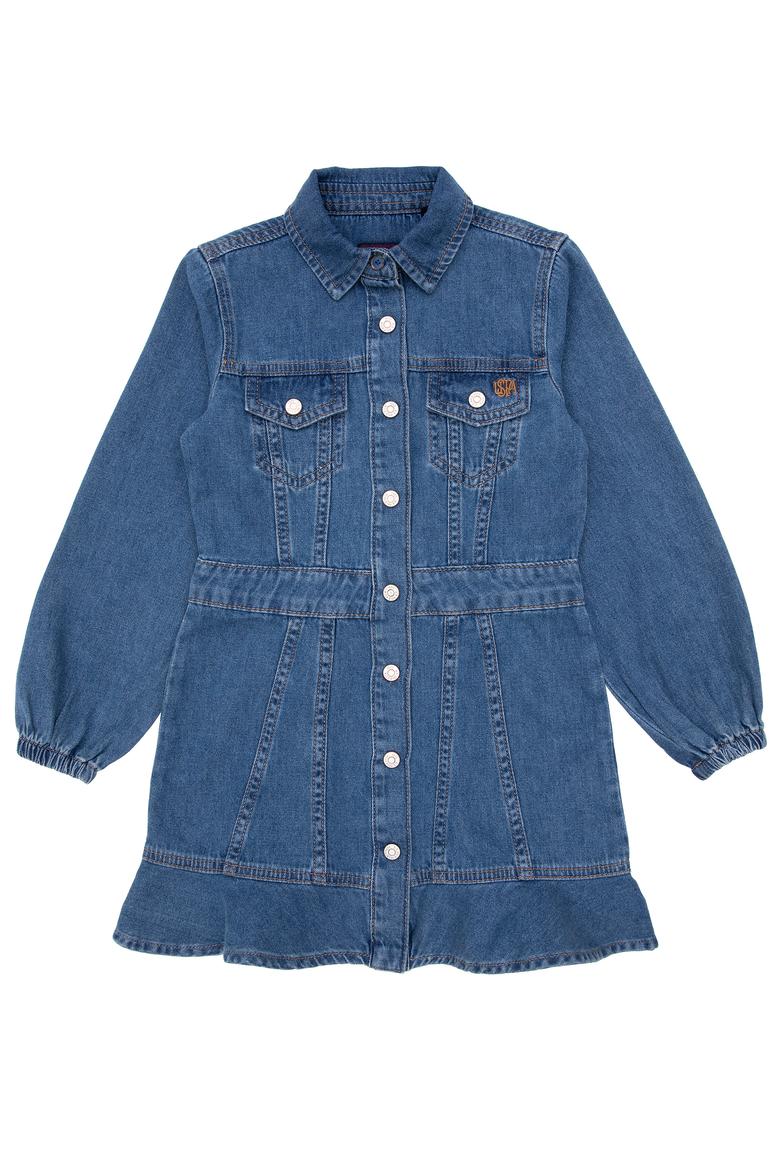 Kız Çocuk Koyu Mavi Jean Elbise