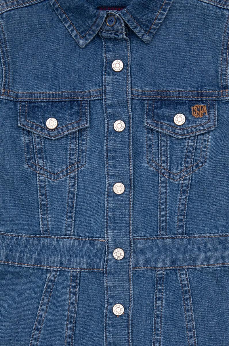 Kız Çocuk Koyu Mavi Jean Elbise