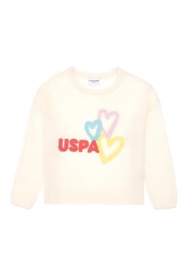 Kız Çocuk Krem Bisiklet Yaka Kazak - 50293066022