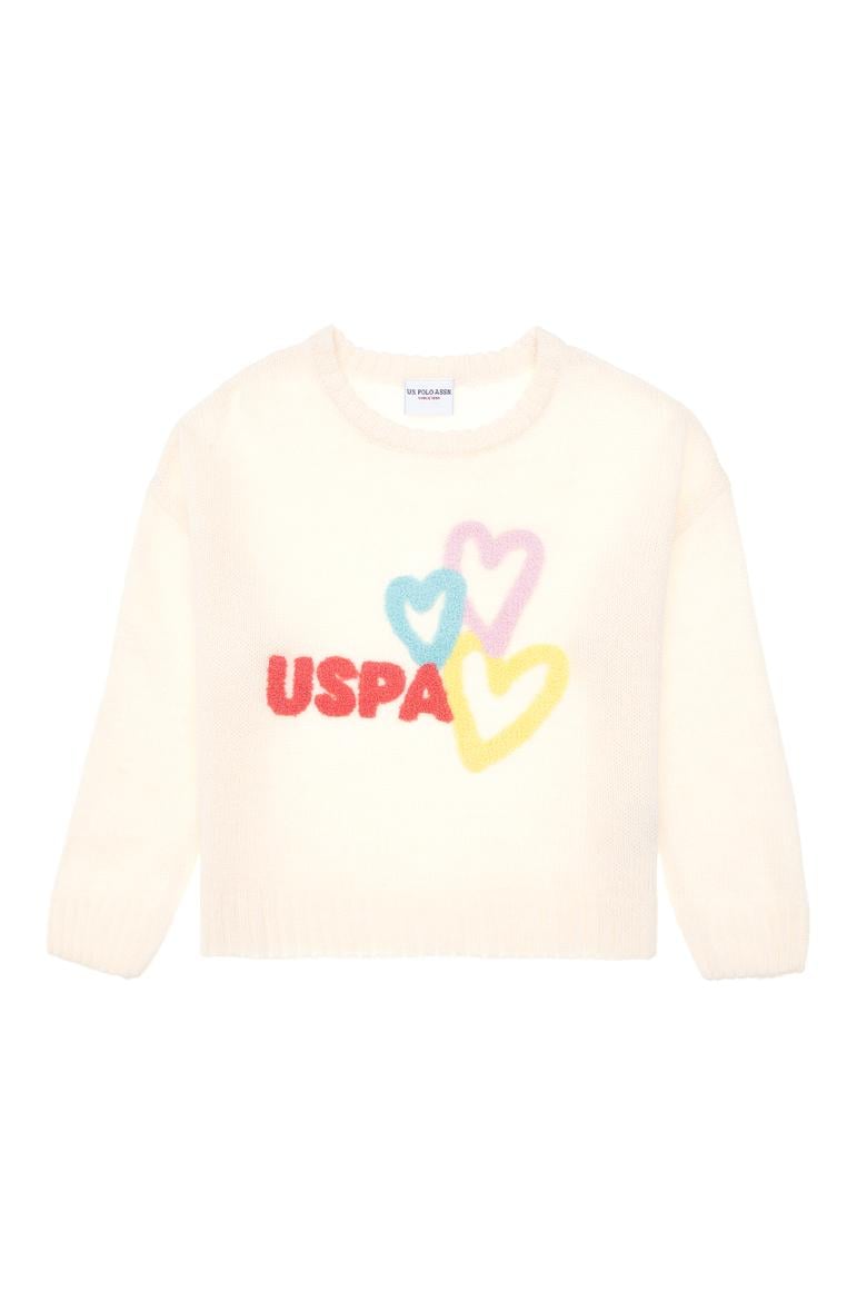 Kız Çocuk Krem Bisiklet Yaka Kazak - 50293066022