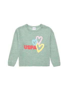 Kız Çocuk Su Yeşili Bisiklet Yaka Kazak - 50293066002