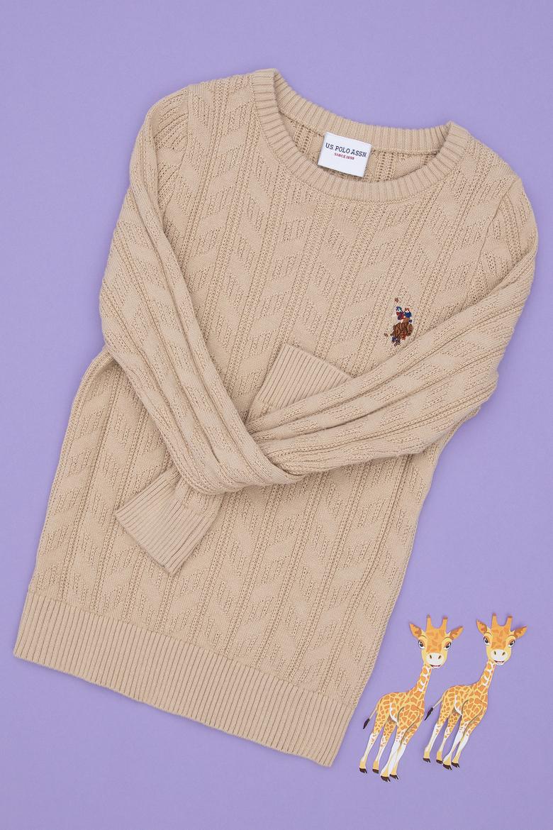 Erkek Çocuk Kum Basic Bisiklet Yaka Kazak