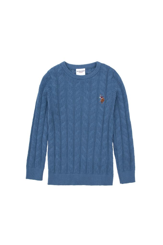 Erkek Çocuk Koyu Mavi Basic Bisiklet Yaka Kazak