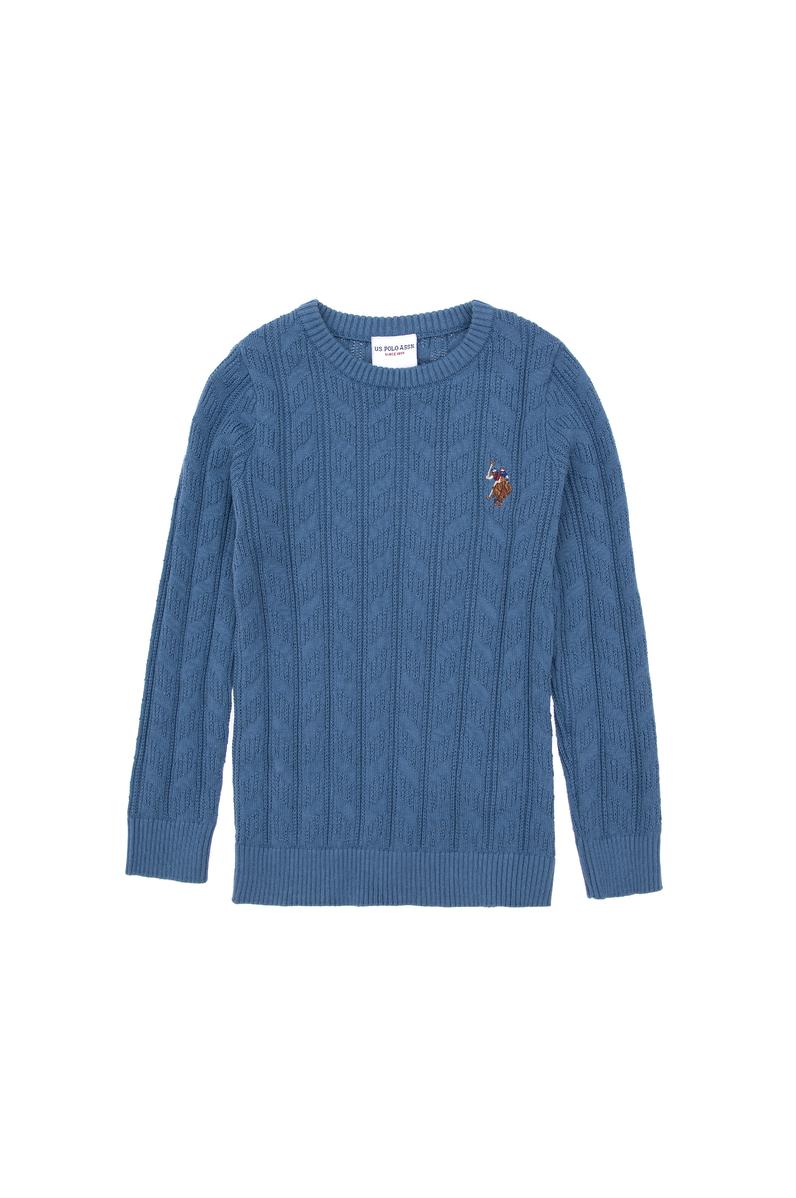 Erkek Çocuk Koyu Mavi Basic Bisiklet Yaka Kazak