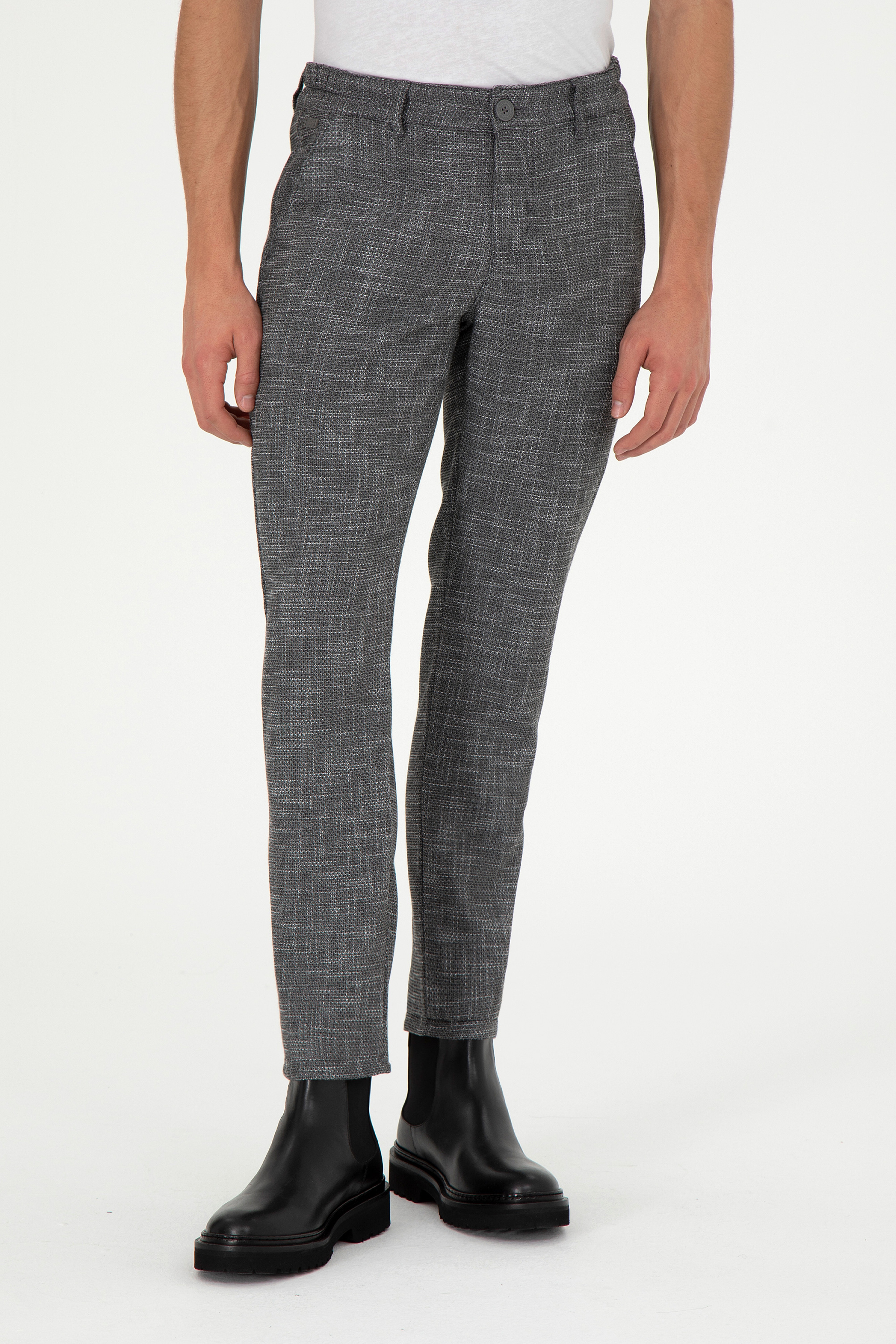 Erkek Slim Fit Gri Kanvas Pantolon - Image 2