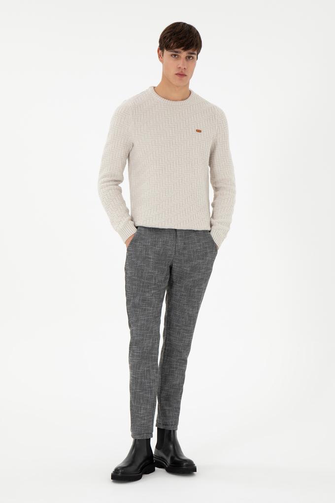 Erkek Slim Fit Gri Kanvas Pantolon