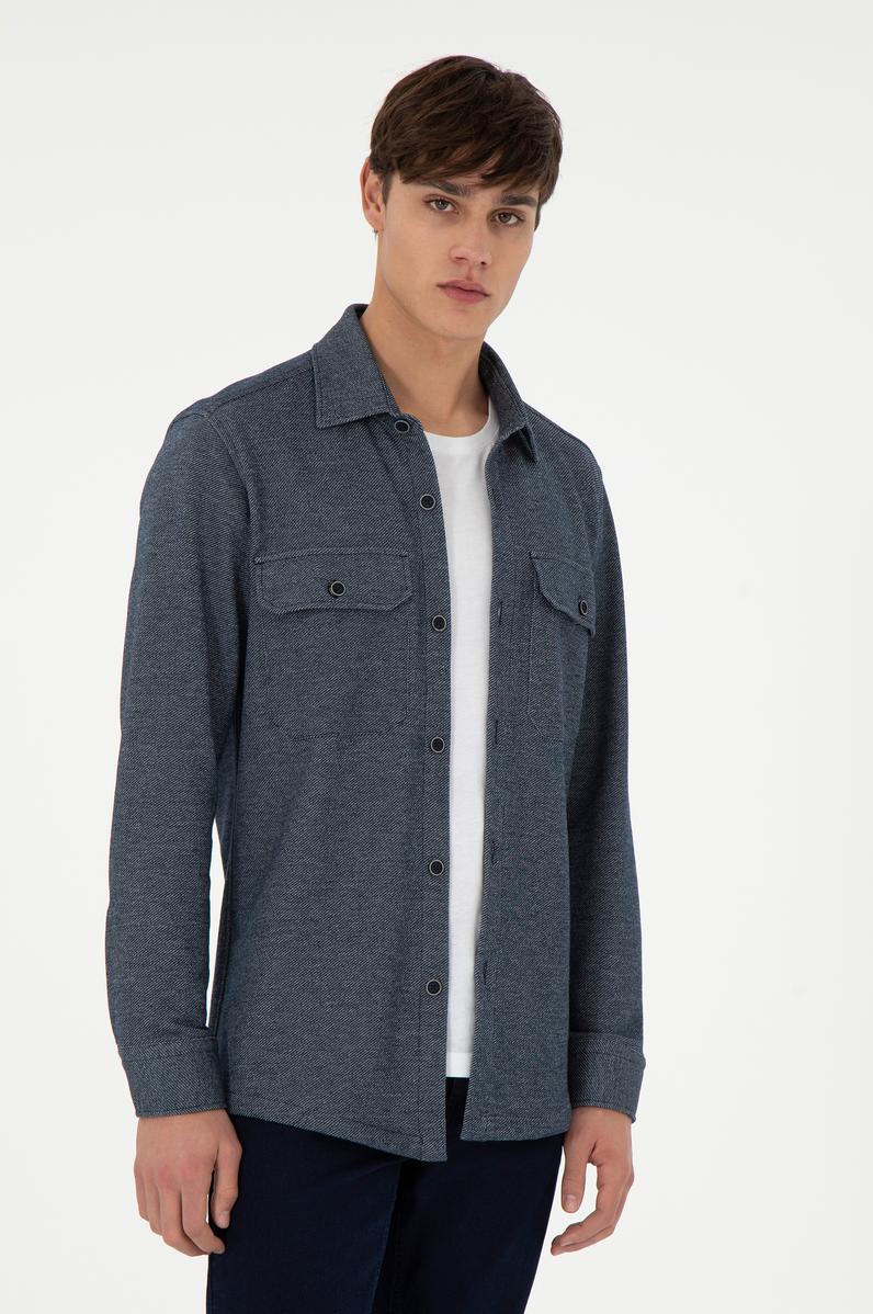 Erkek Lacivert Örme Gömlek