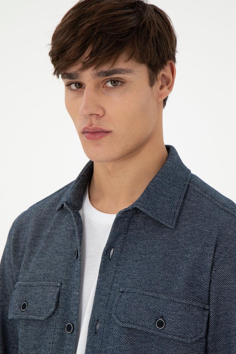 Erkek Lacivert Örme Gömlek - 50299645008
