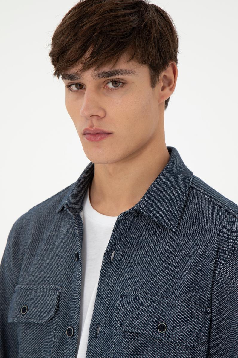 Erkek Lacivert Örme Gömlek