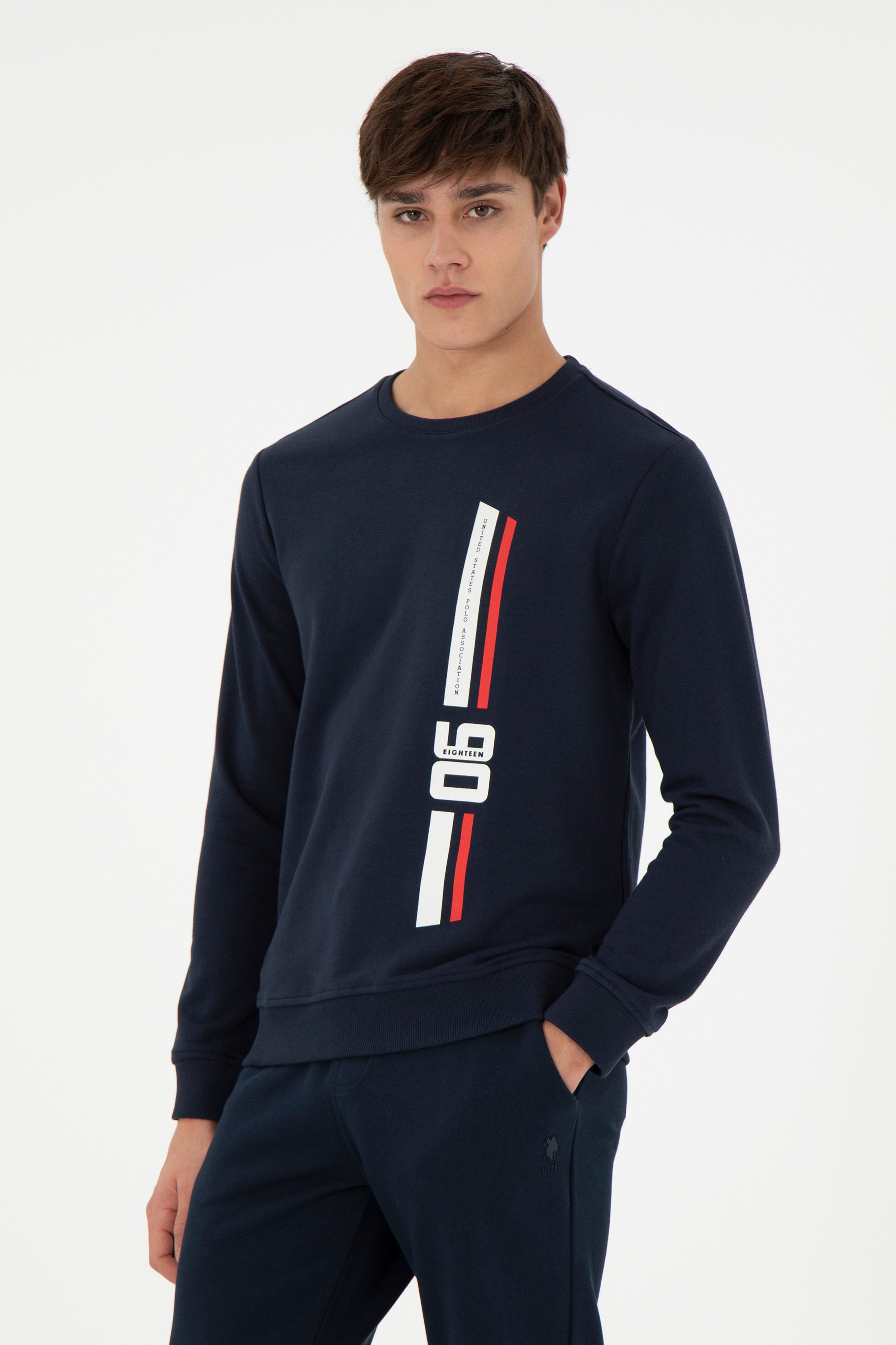 Erkek Regular Fit Bisiklet Yaka Lacivert Sweatshirt - Image 1