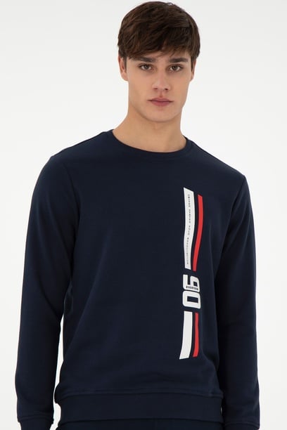 Erkek Regular Fit Bisiklet Yaka Lacivert Sweatshirt