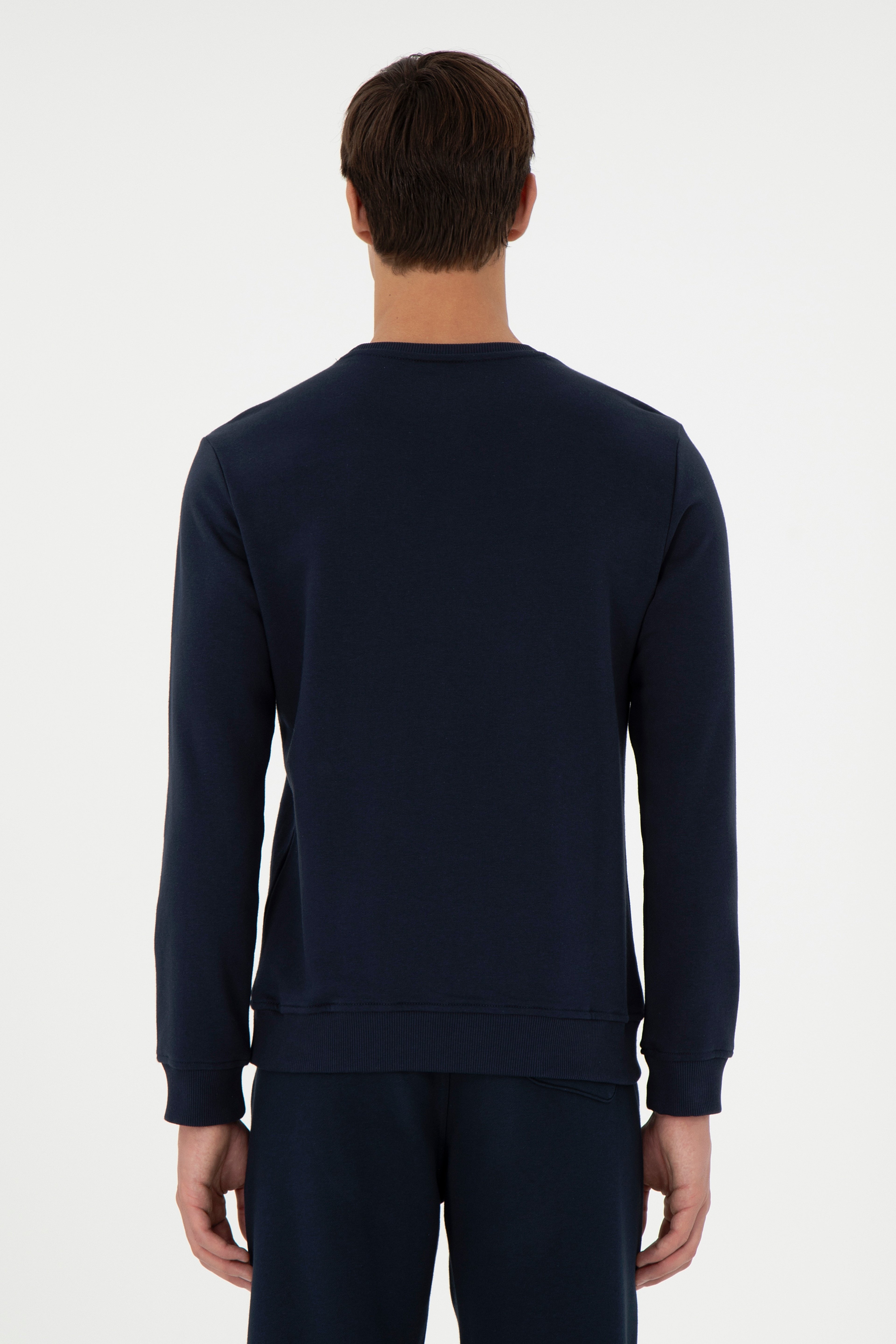 Erkek Regular Fit Bisiklet Yaka Lacivert Sweatshirt - Image 5