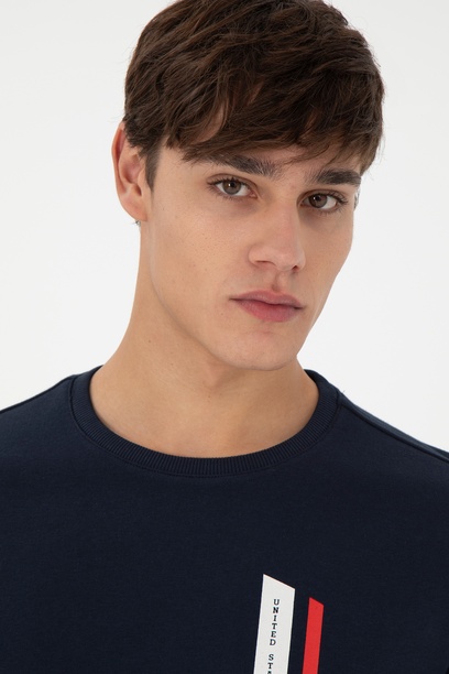 Erkek Regular Fit Bisiklet Yaka Lacivert Sweatshirt