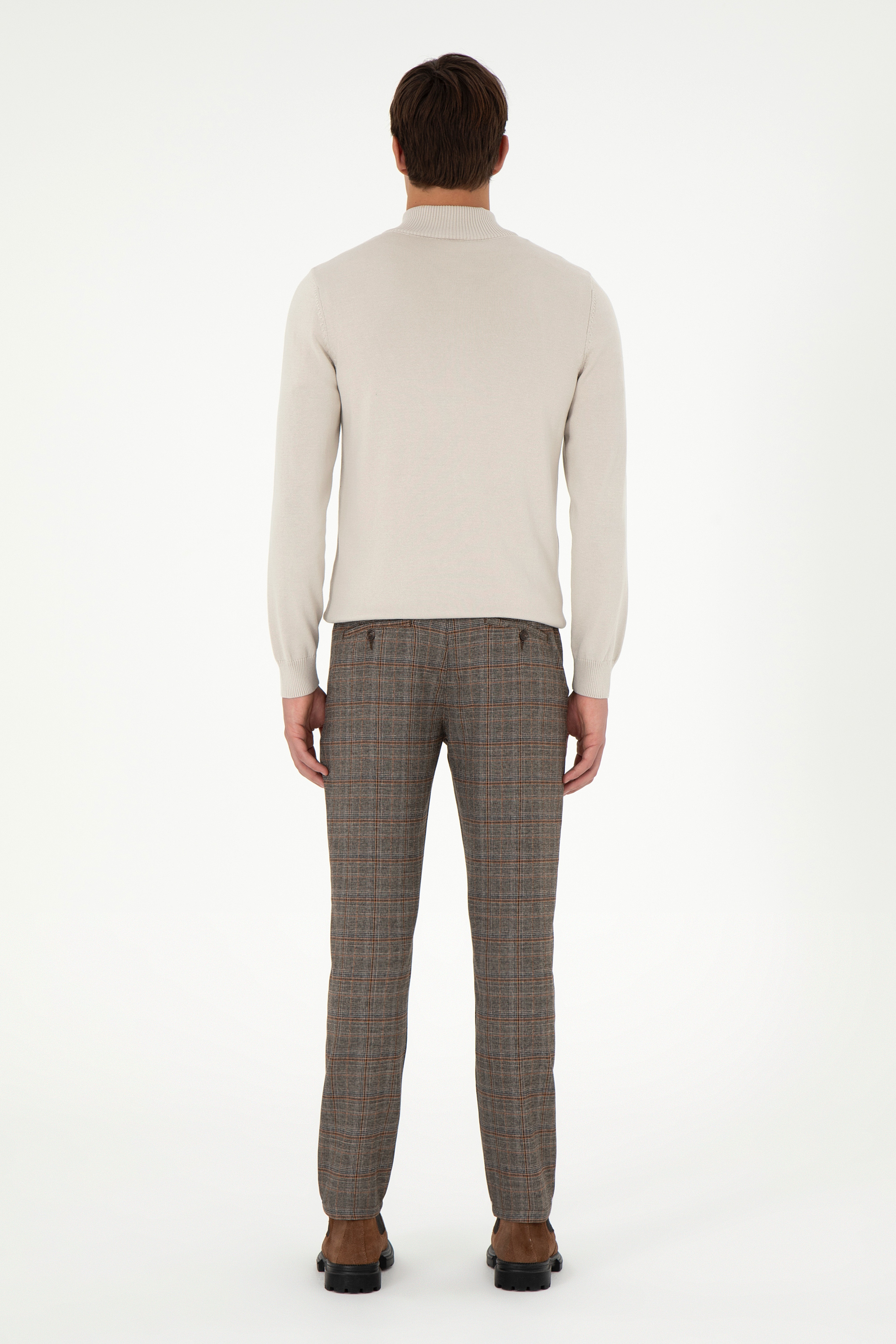 Erkek Slim Fit Kahverengi Kanvas Pantolon