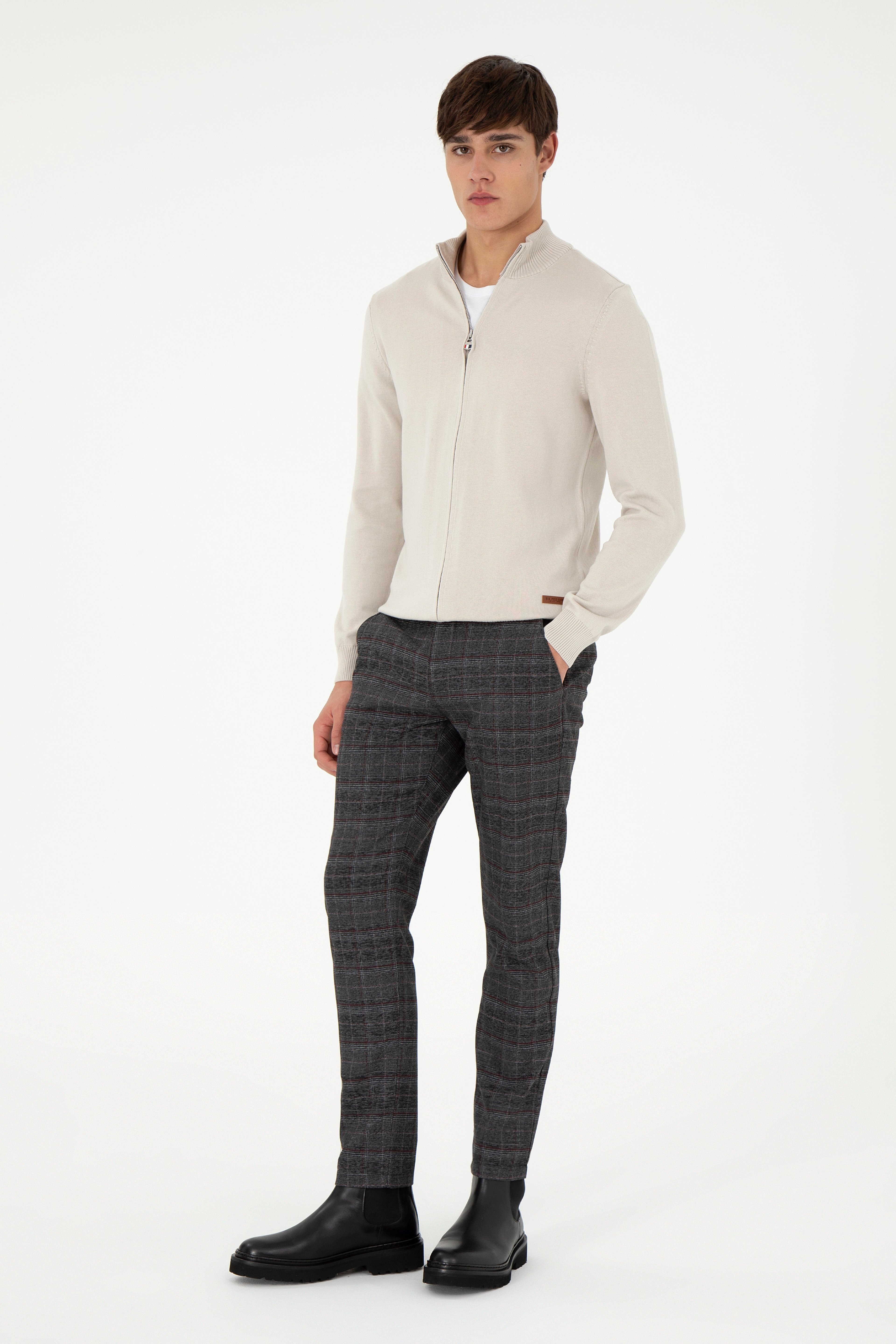 Erkek Slim Fit Antrasit Kanvas Pantolon - Image 1