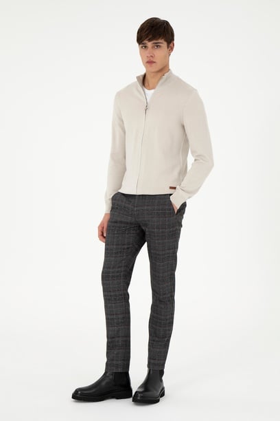 Erkek Slim Fit Antrasit Kanvas Pantolon