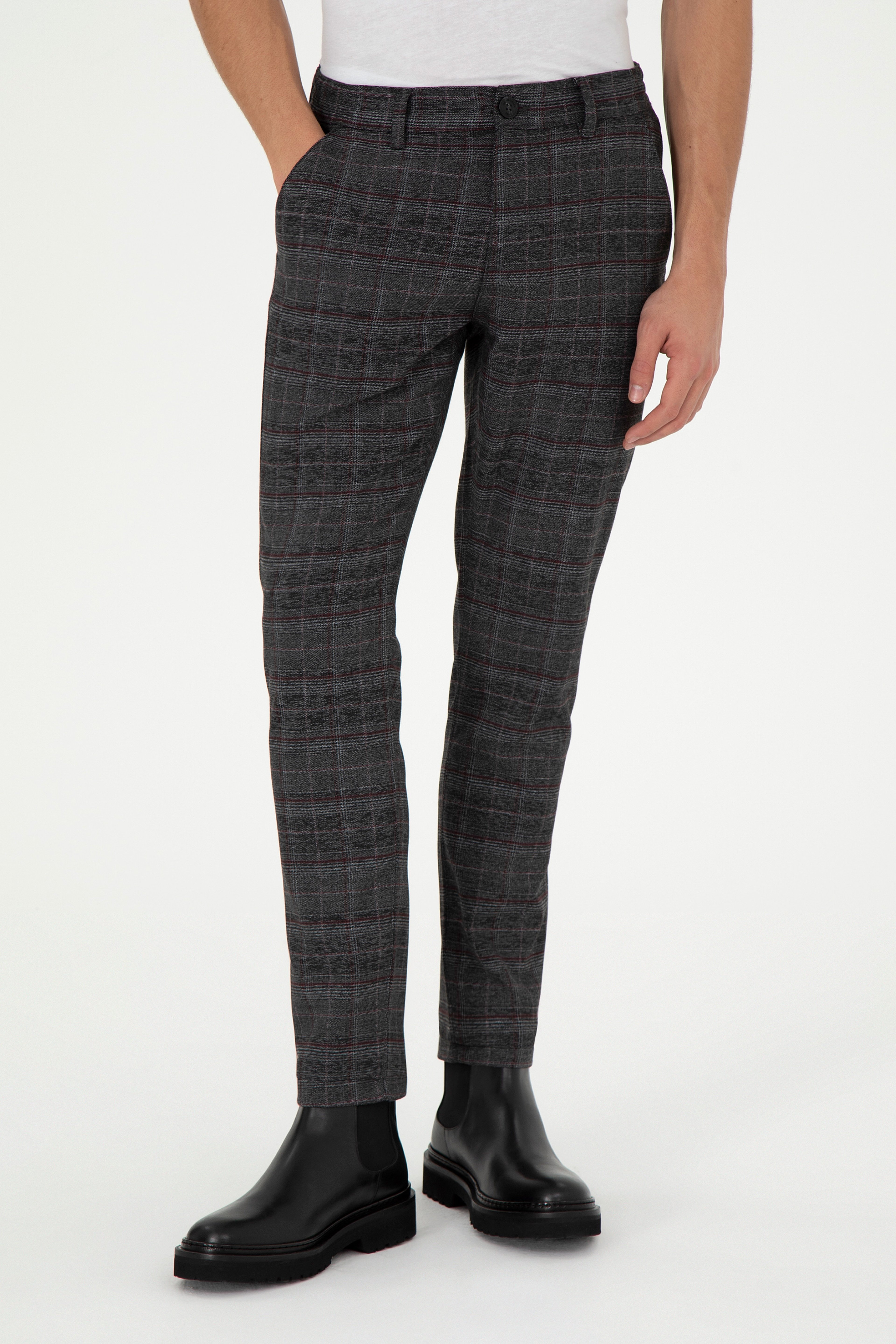 Erkek Slim Fit Antrasit Kanvas Pantolon