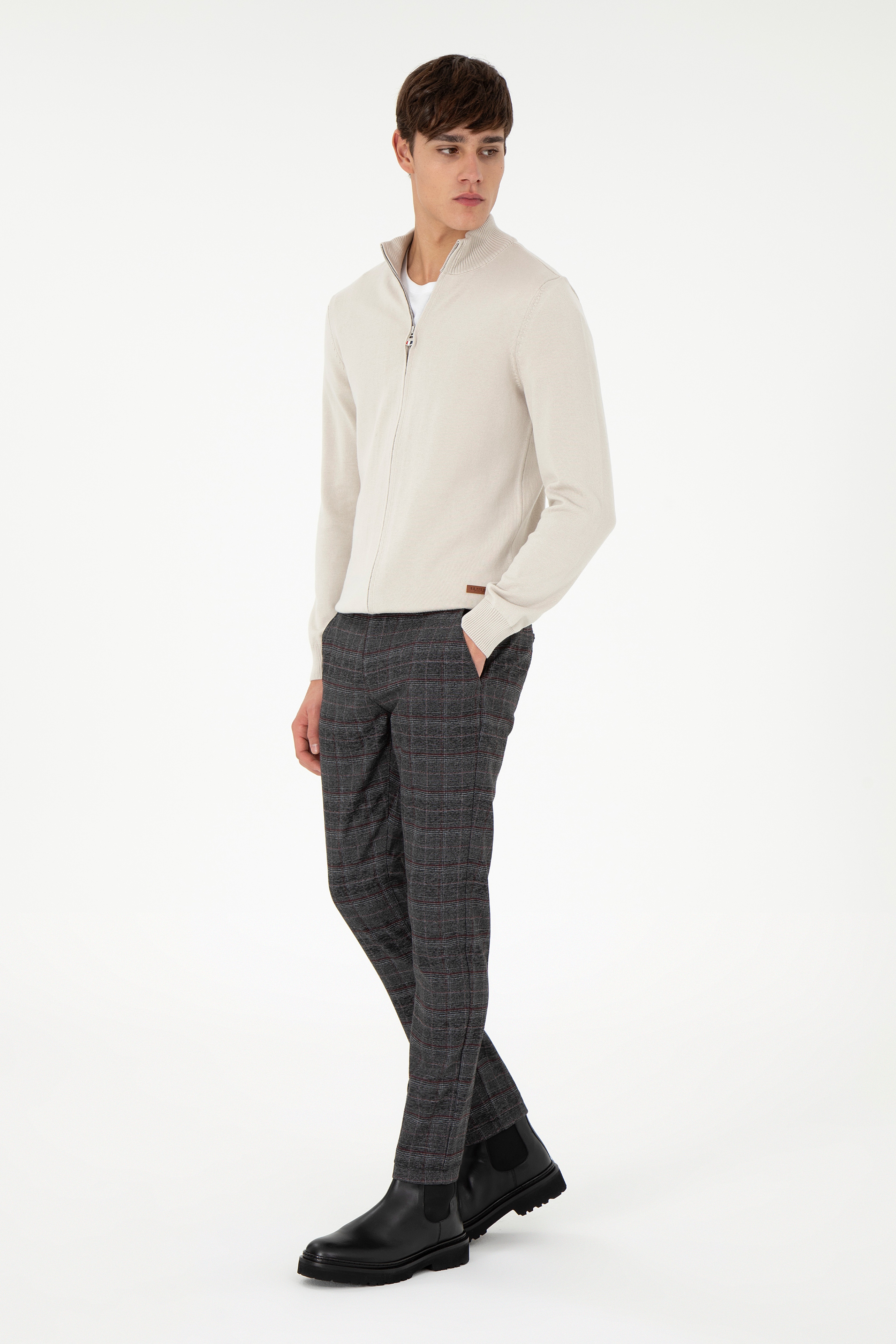 Erkek Slim Fit Antrasit Kanvas Pantolon