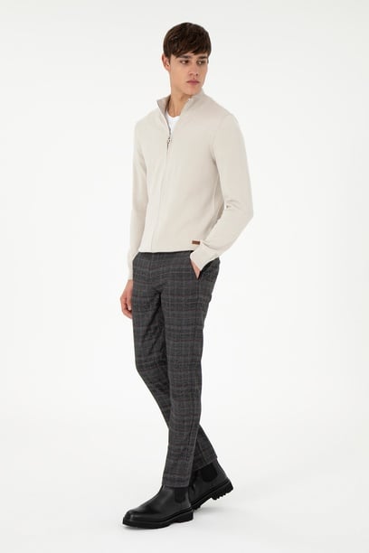 Erkek Slim Fit Antrasit Kanvas Pantolon