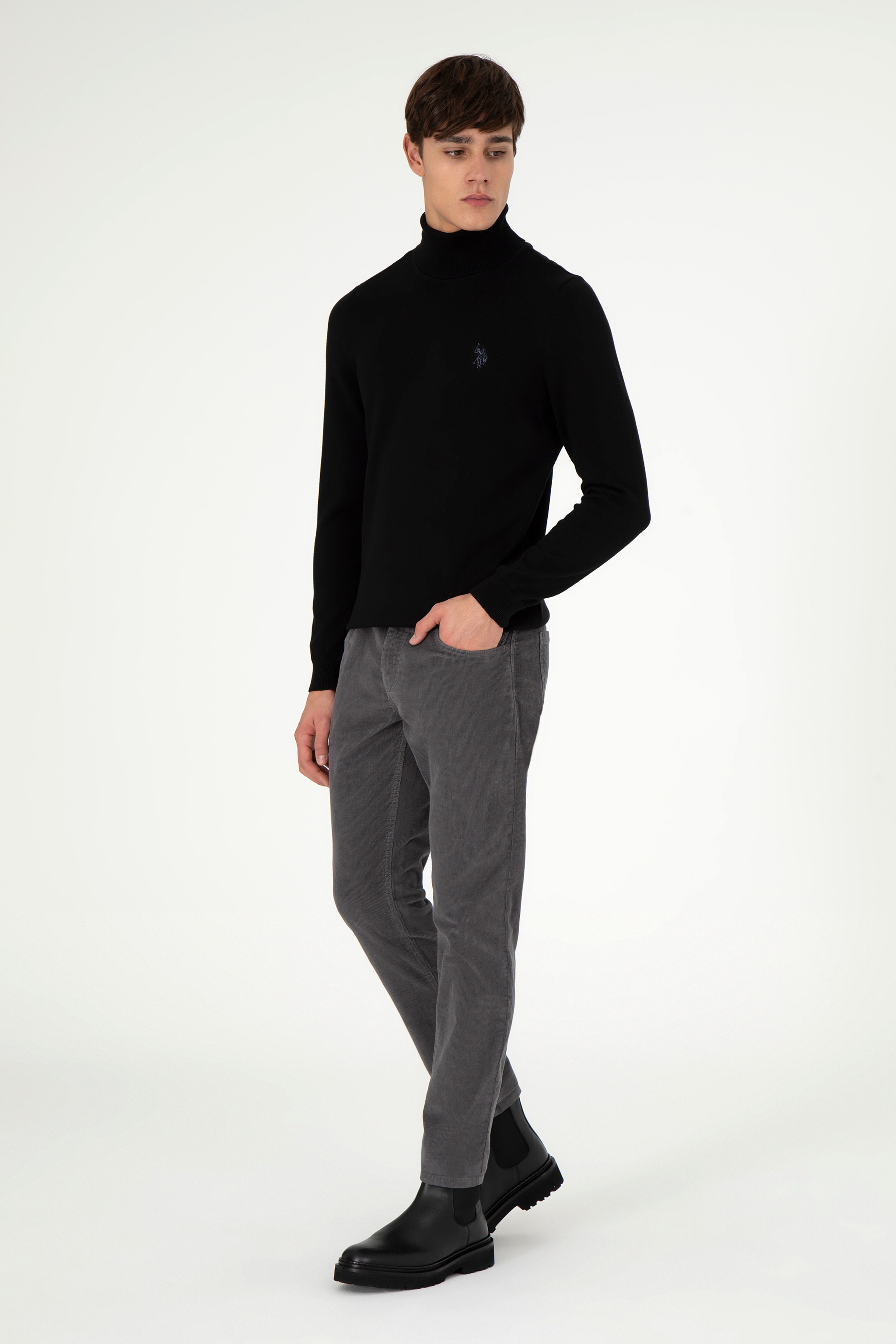 Erkek Slim Fit Antrasit Kanvas Pantolon - Image 3