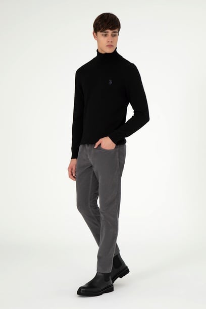 Erkek Slim Fit Antrasit Kanvas Pantolon