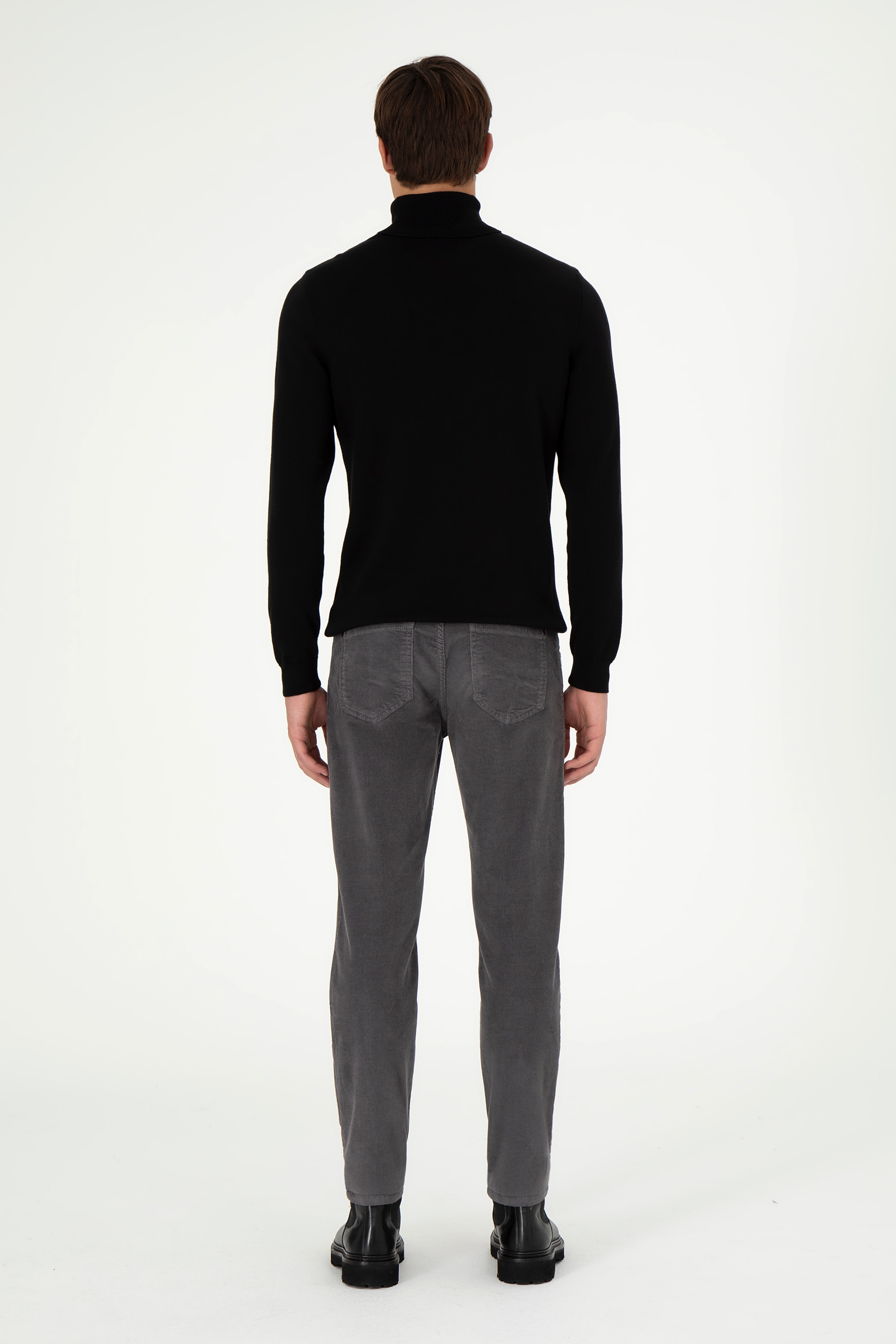 Erkek Slim Fit Antrasit Kanvas Pantolon - Image 4