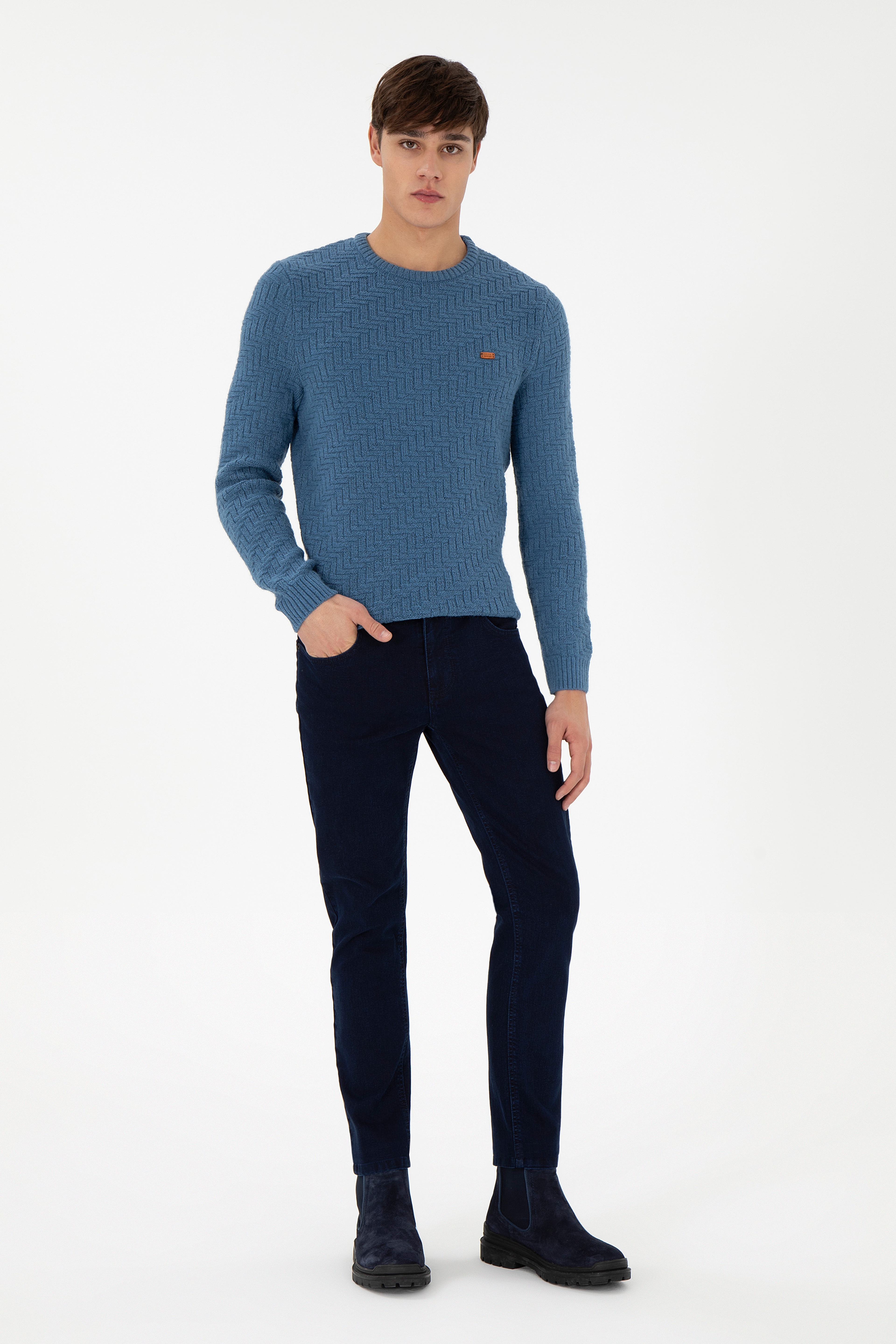 Erkek Koyu Mavi Jean Pantolon - Image 3