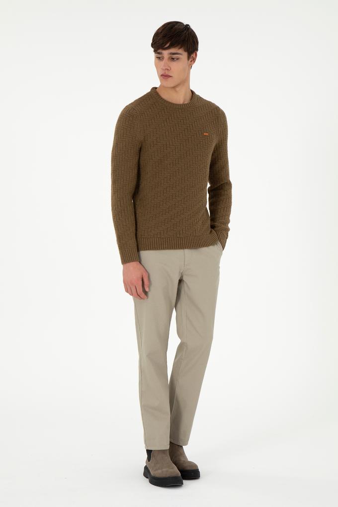 Erkek Regular Fit Açık Haki Kanvas Pantolon