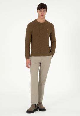 Erkek Regular Fit Açık Haki Kanvas Pantolon - 50291179109