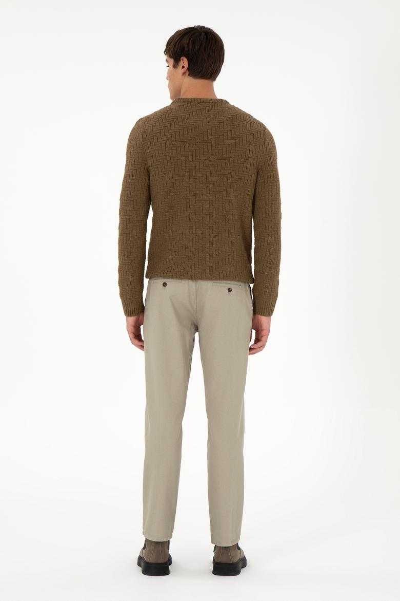 Erkek Regular Fit Açık Haki Kanvas Pantolon - 50291179109