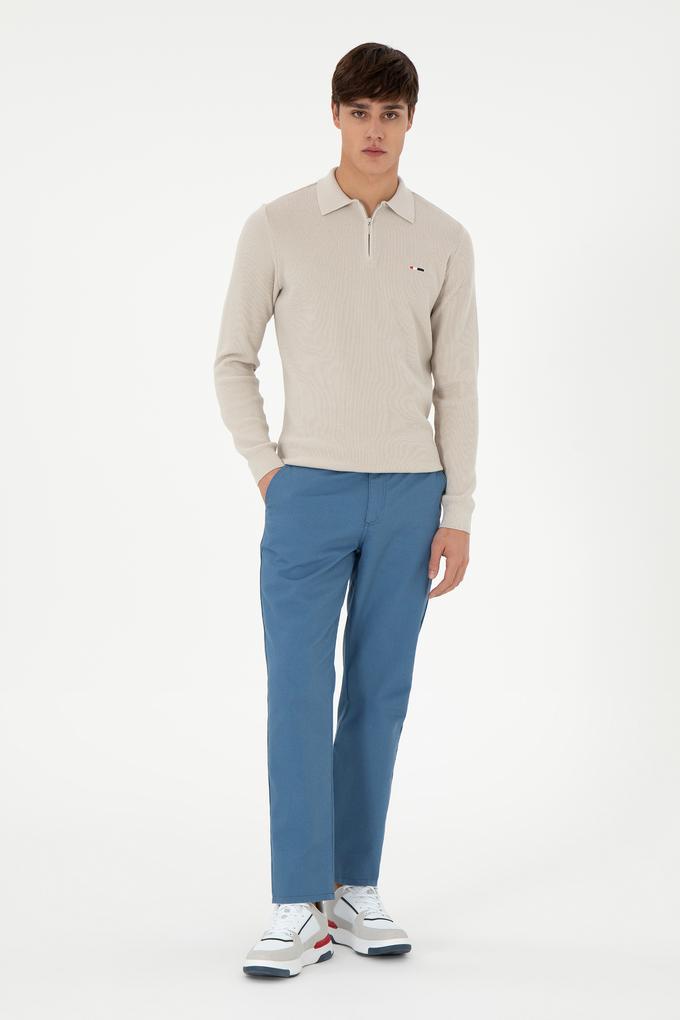 Erkek Regular Fit Saks Kanvas Pantolon