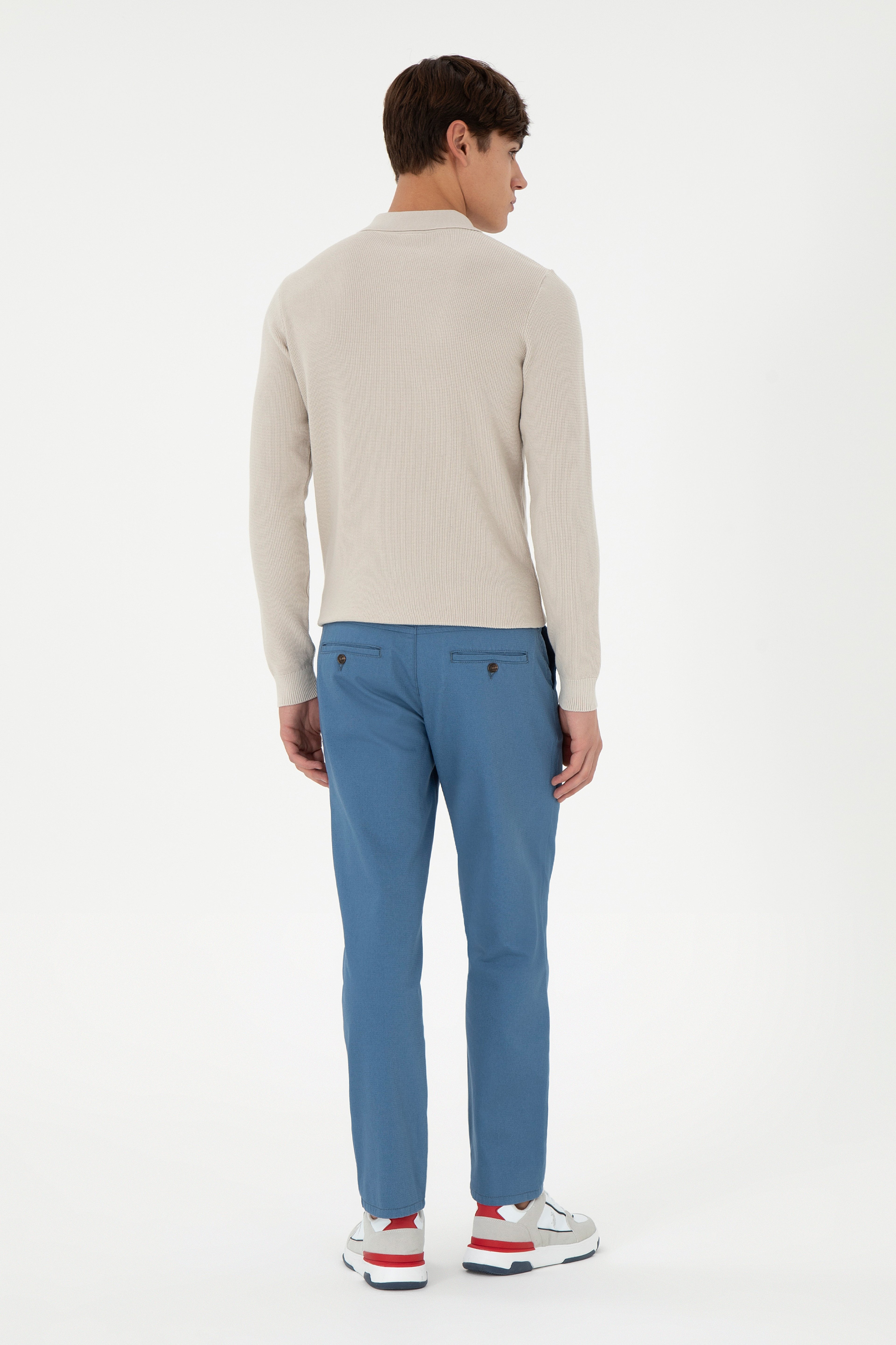 Erkek Regular Fit Saks Kanvas Pantolon
