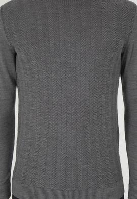 Erkek Slim Fit Bisiklet Yaka Gri Melanj Kazak - 50292865008