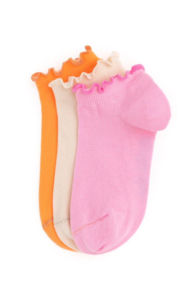 Kız Çocuk Pembe 3'lü Patik Çorap