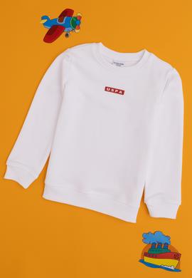 Erkek Çocuk Beyaz Bisiklet Yaka Sweatshirt - 50293567015