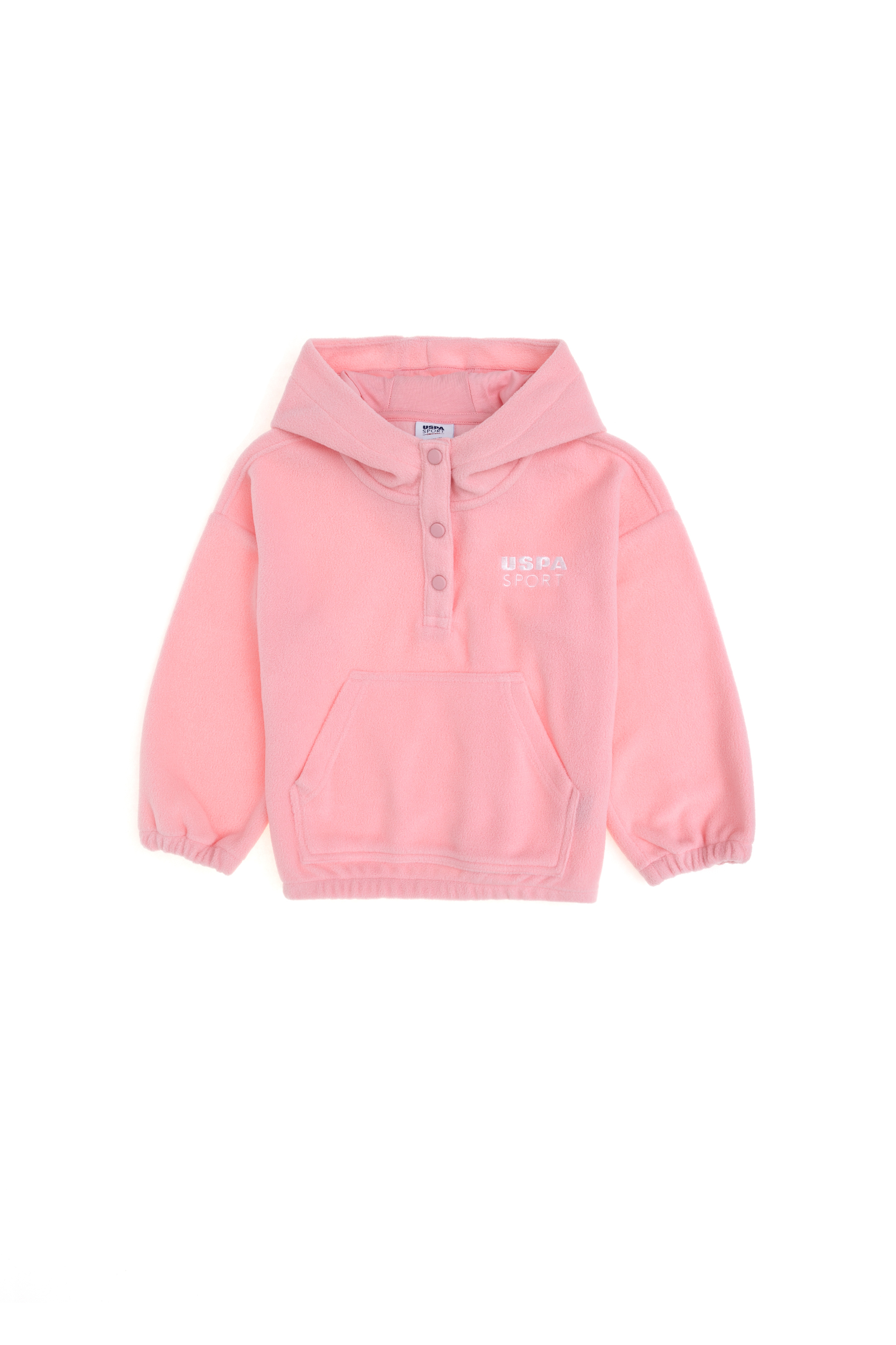 Kız Çocuk Pudra Kapüşonlu Sweatshirt - Image 1