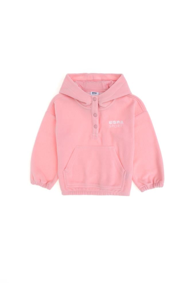 Kız Çocuk Pudra Kapüşonlu Sweatshirt