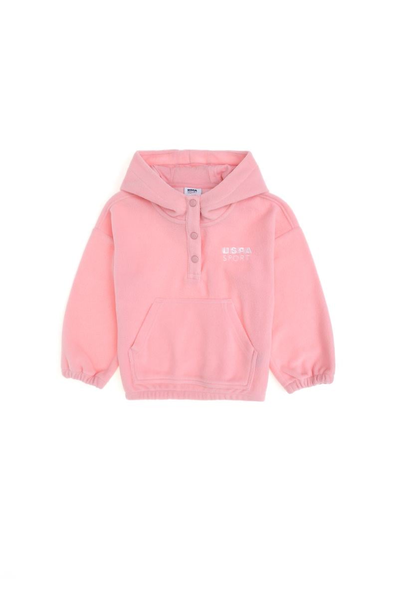 Kız Çocuk Pudra Kapüşonlu Sweatshirt