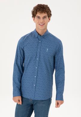 Erkek Saks Uzun Kollu Gömlek - 50293457005