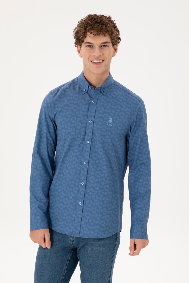 Erkek Saks Uzun Kollu Gömlek