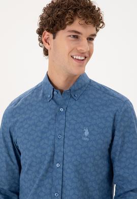 Erkek Saks Uzun Kollu Gömlek - 50293457005