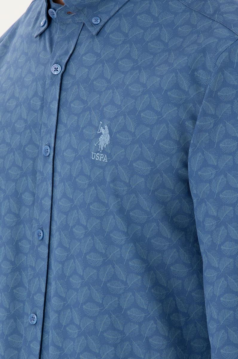 Erkek Saks Uzun Kollu Gömlek