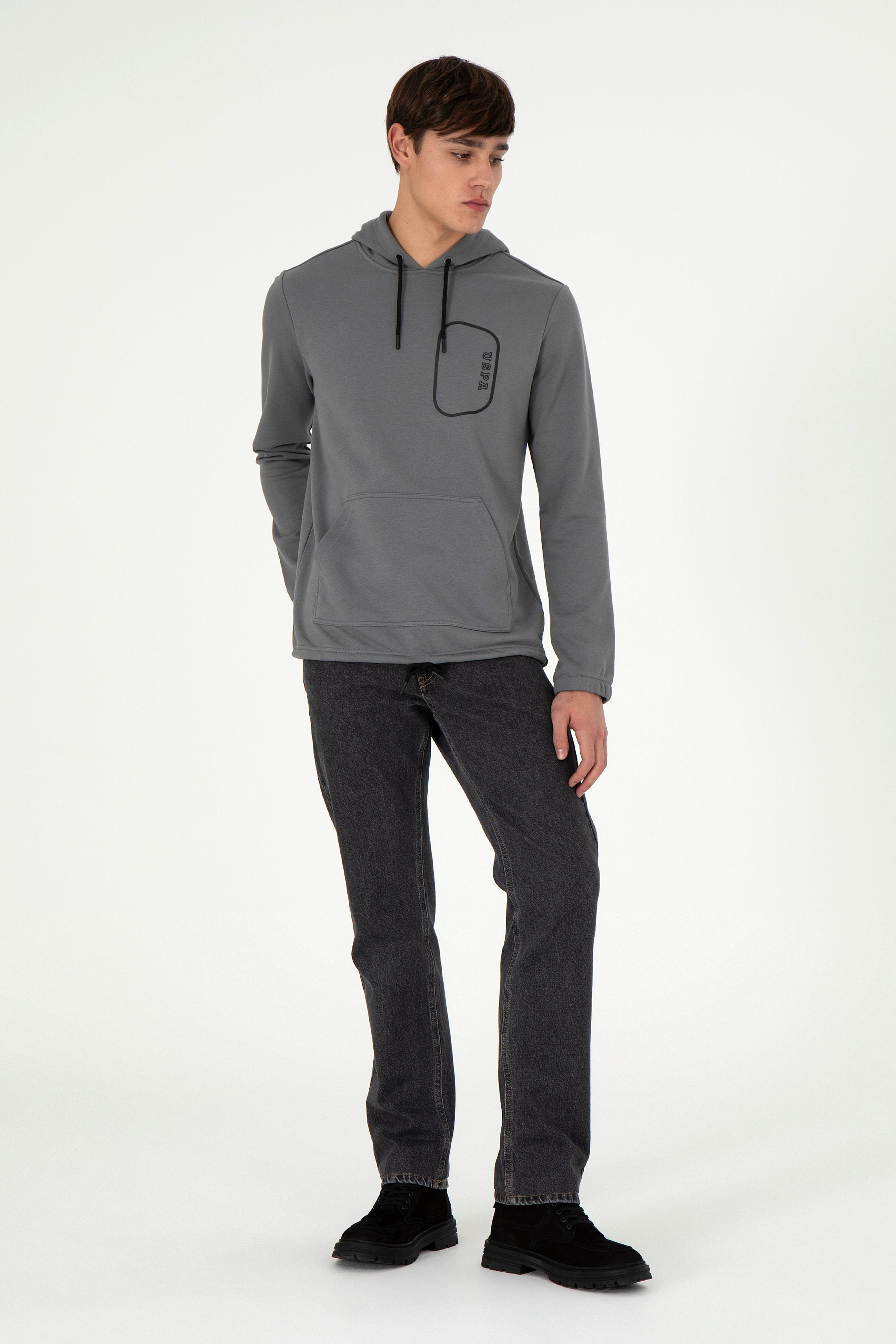 Erkek Gri Sweatshirt - Image 4