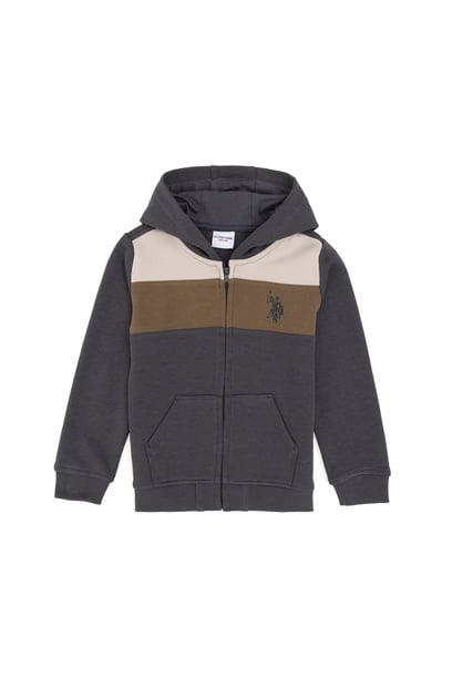 Erkek Çocuk Fermuarlı Kapüşonlu Antrasit Sweatshirt