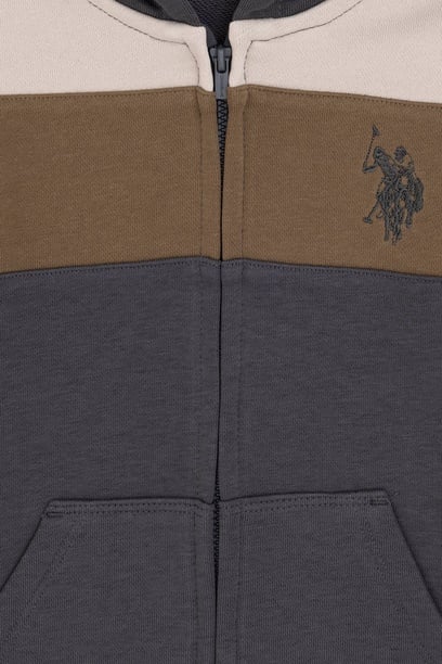 Erkek Çocuk Fermuarlı Kapüşonlu Antrasit Sweatshirt