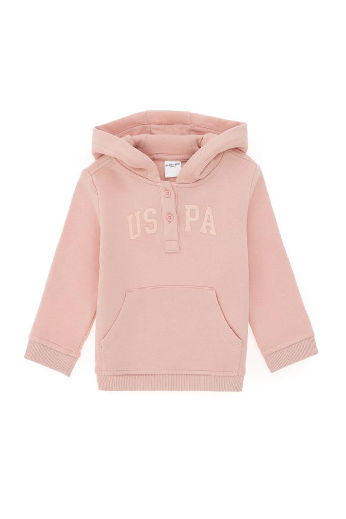 Kız Bebek Toz Pembe Kapüşonlu Şardonlu Basic Sweatshirt