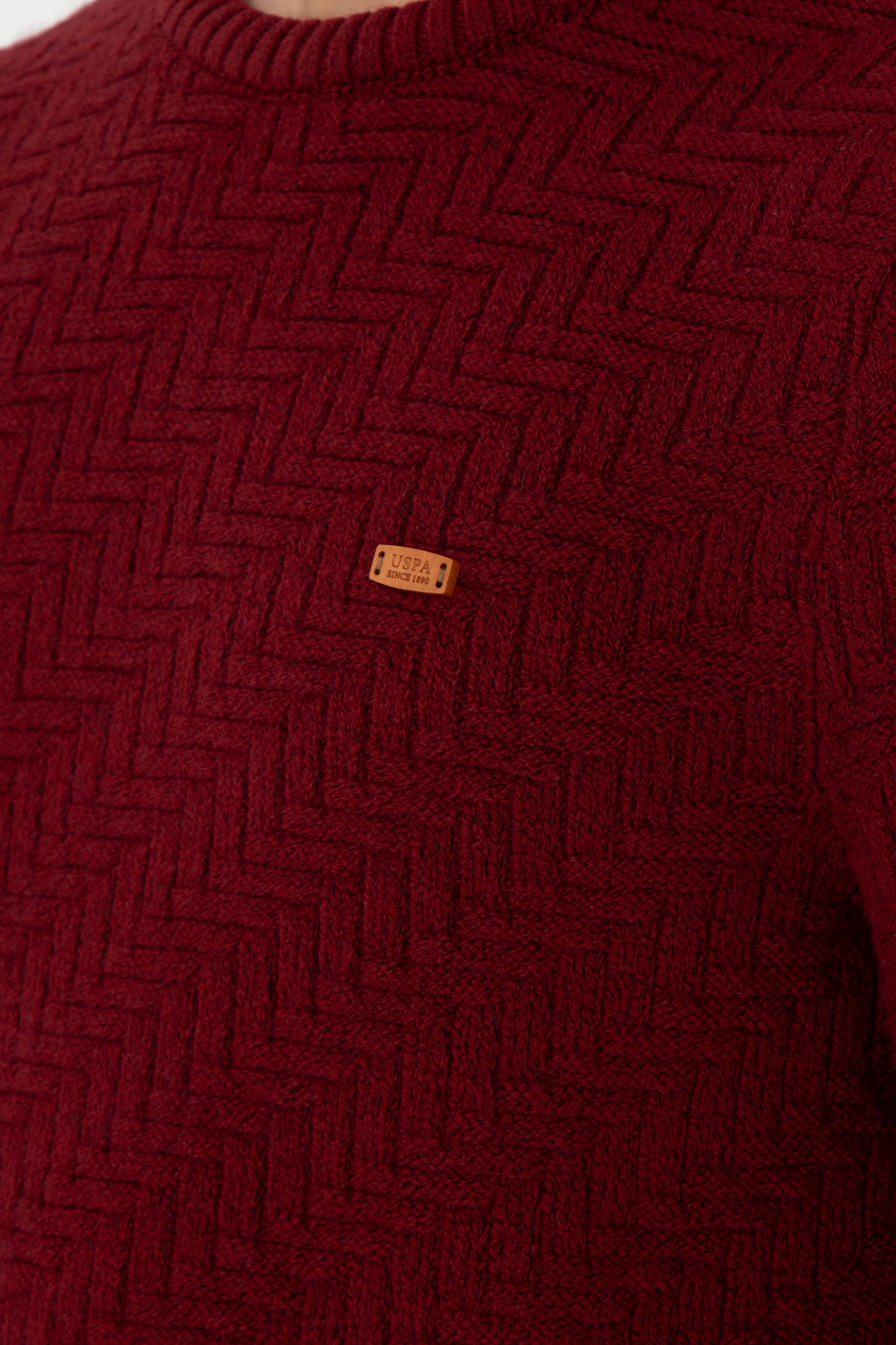 Erkek Slim Fit Bisiklet Yaka Bordo Kazak - Image 7