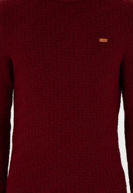 Erkek Slim Fit Bisiklet Yaka Bordo Kazak - 50297050036