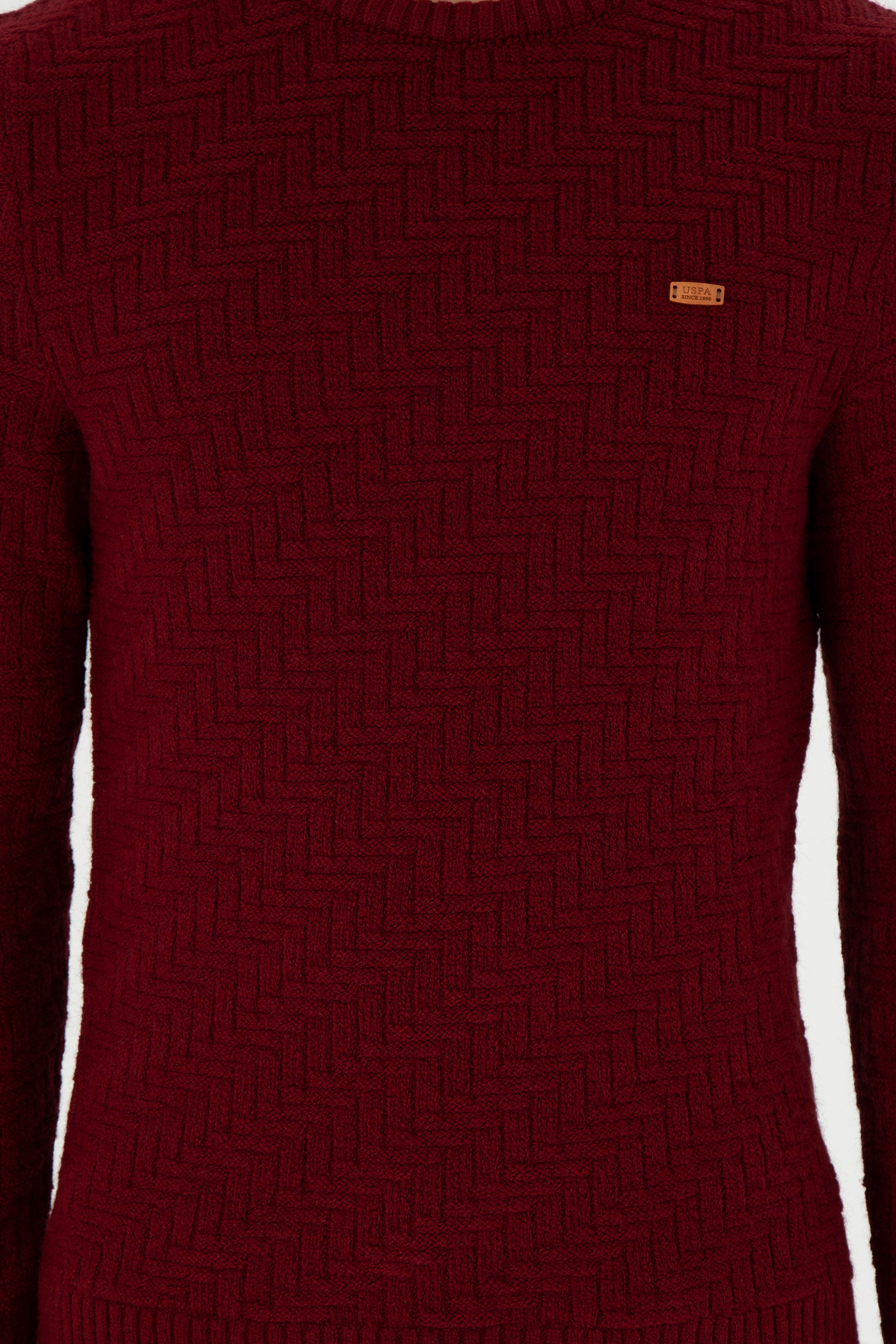 Erkek Slim Fit Bisiklet Yaka Bordo Kazak - Image 6